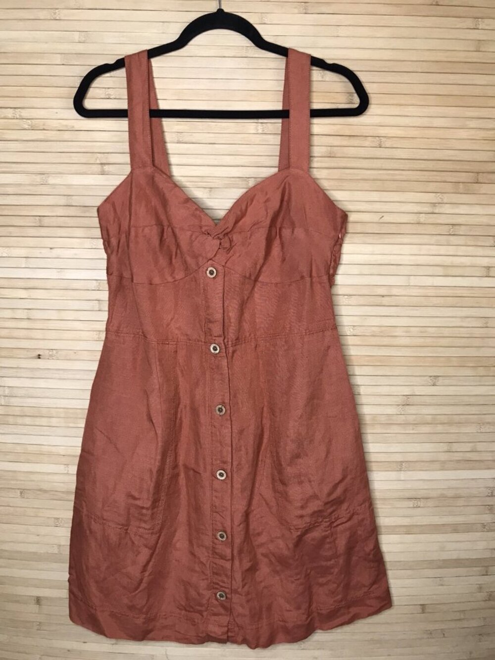 New Anthropologie Maeve Twist-Front Mini Dress Size L $148 button open back NWT - Picture 3 of 6